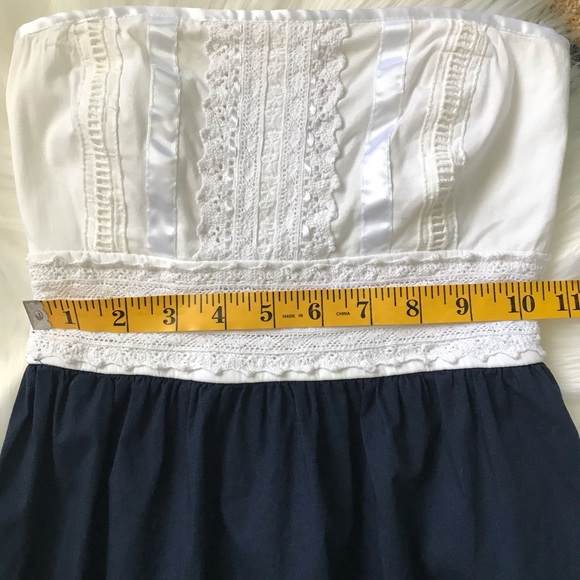 Speechless Navy/White Eyelet Lace Strapless Dress - Picture 7 of 8